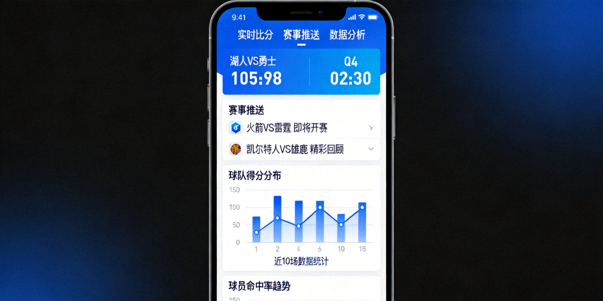 篮球比分捷报手机应用界面展示实时比分、赛事推送和数据分析功能的高清截图